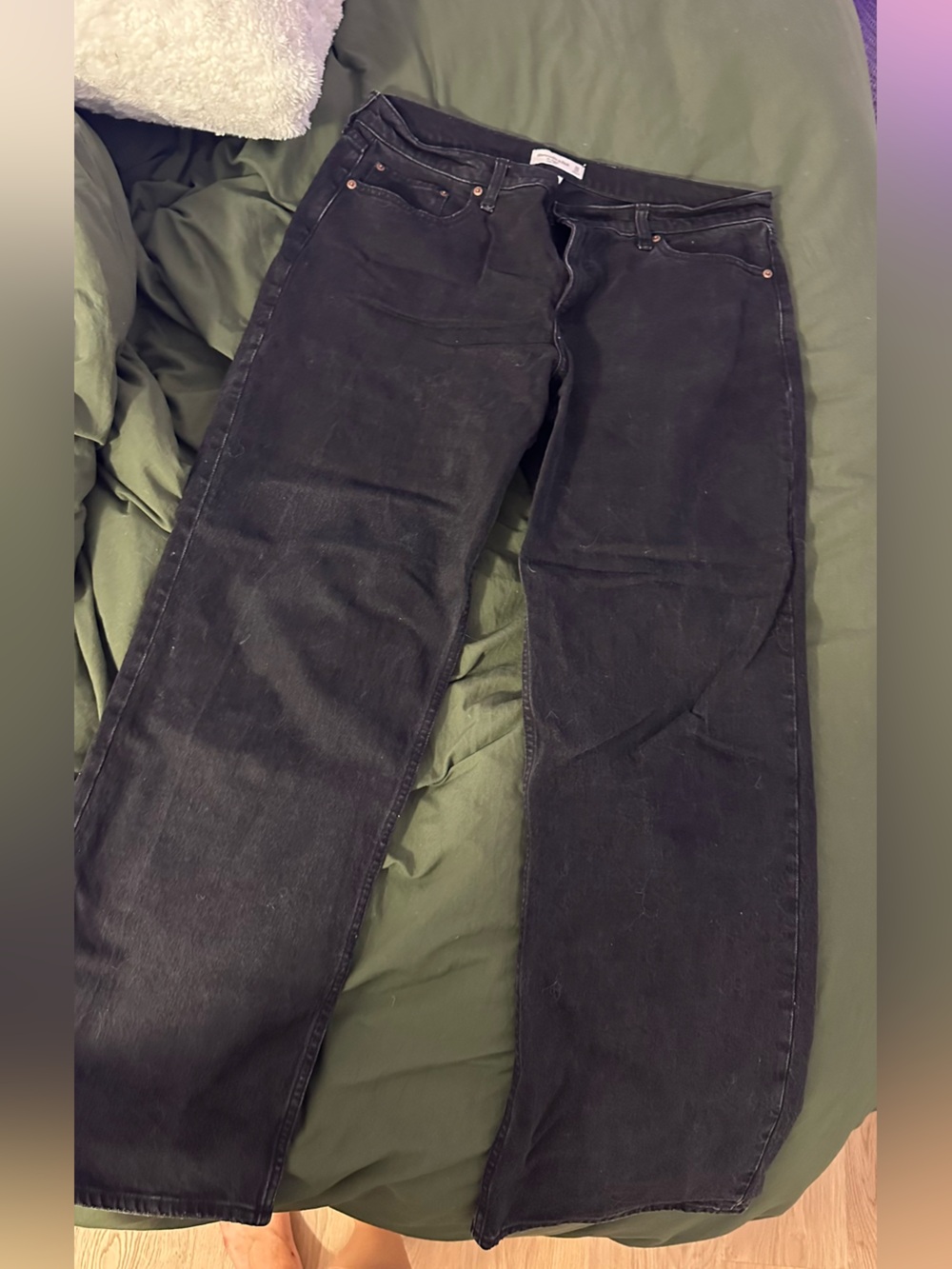 Abercrombie & Fitch Black Baggy Low Rise Jeans (curve love & tall)